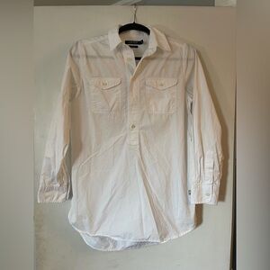 Lauren Ralph‎ Lauren White Denim Button Down Shirt Size Small